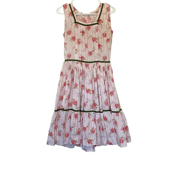Handmade Floral Dress No Brand No Size Tea Party Cottagecore Feminine Coquette - Picture 1 of 5